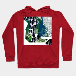 city map in urban brutalism collage photo architectural wallpaper Hoodie